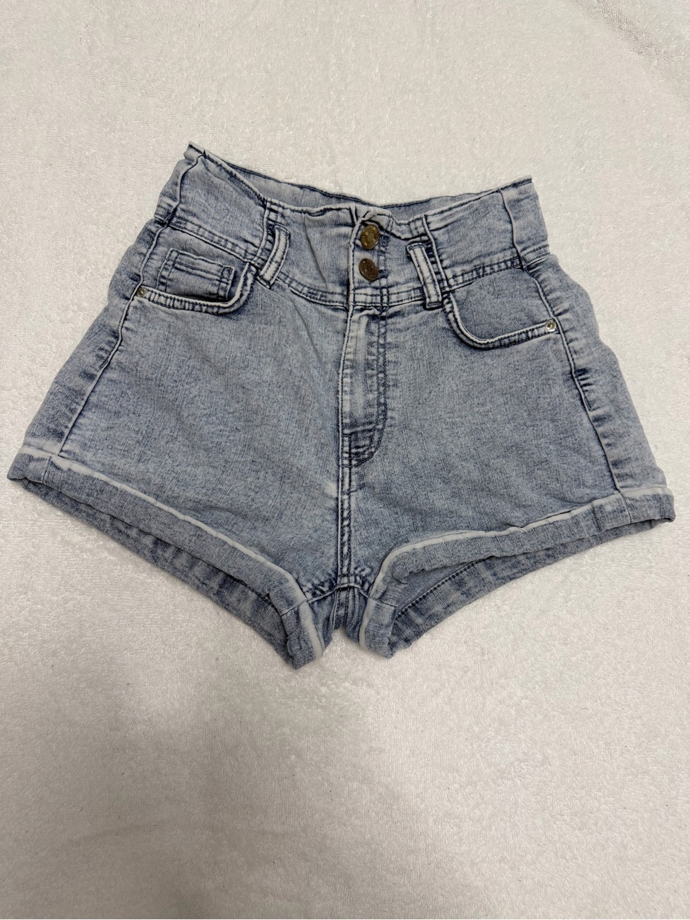 Bershka Light Blue High-Waist Denim Shorts